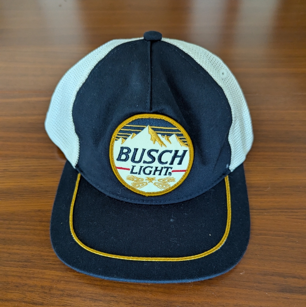 Busch Light Embroidered Twill Patch Flat Bill Cap Washed Cotton Twill Hat